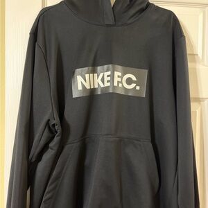 Nike Black Hoodie with White NIKE F.C. Logo